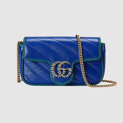 Premium] GUCCI 구찌 [GG 마몽] 수퍼 미니백 blue 574969 1X5EG 8382