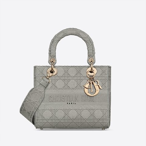 [Premium] DIOR 디올 LADY D-LITE 미디엄 백 gray M0565OREY_M950