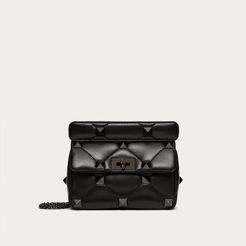 [Premium] VALENTINO 발렌티노 미디엄 로만 스터드 숄더백 블랙 2W2B0I82LWB0NO