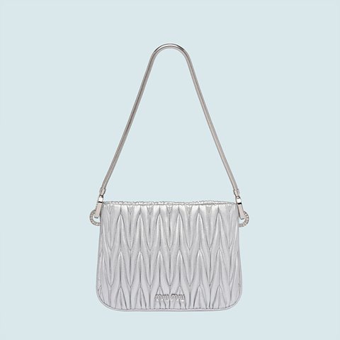 [Premium] MIUMIU 미우미우 쌔씨 마테라쎄 나파 가죽 핸드백 silver 5BA200_N88_F0118_V_GOO