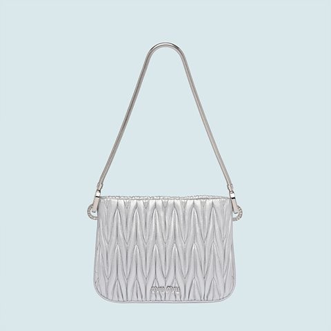 [Premium] MIUMIU 미우미우 쌔씨 마테라쎄 나파 가죽 핸드백 silver 5BA200_N88_F0118_V_GOO