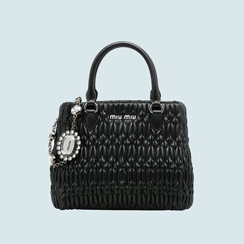 [Premium] MIUMIU 미우미우 크리스털 클로케 나파 가죽 핸드백 black 5BA067_FVJ_F0002_V_OOO
