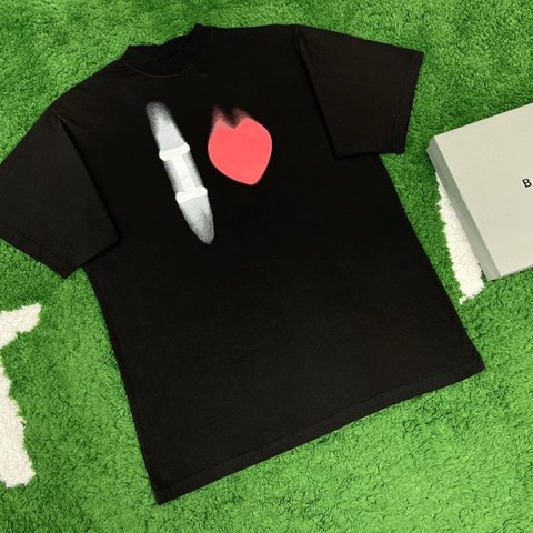 발렌시아가 프린팅 티셔츠 블랙