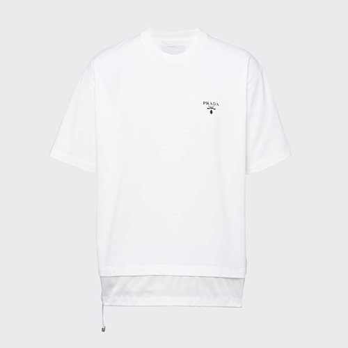 프라다 로고 나일론 디테일 반팔 티셔츠 2컬러