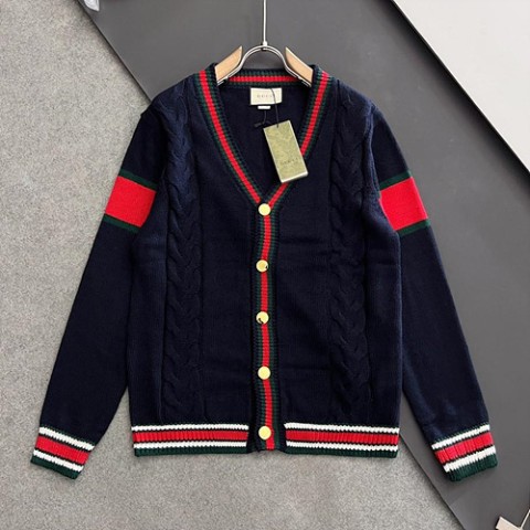 구찌 레드 앤 그린 웨빙 최고급 니트 가디건 S-XXL