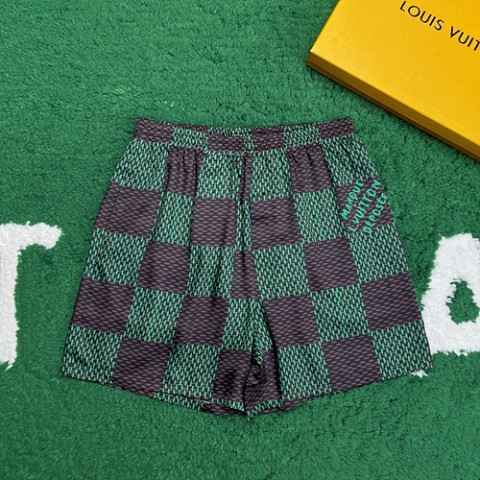 루이비통 다미에 실크 쇼츠 졸리 반바지 그린 S-XL