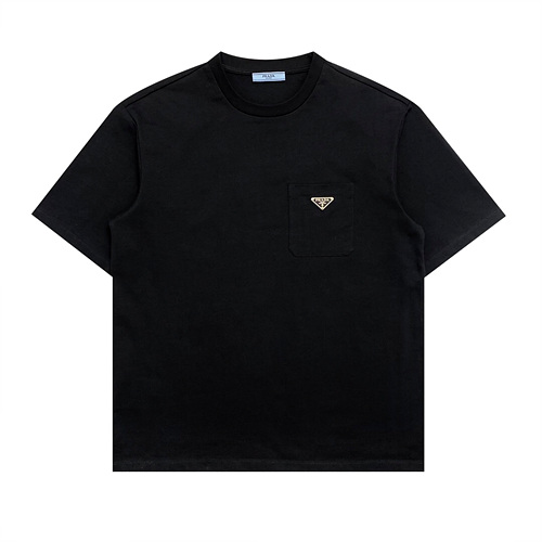 프라다 트라이앵글 로고 반팔 블랙 S-XL