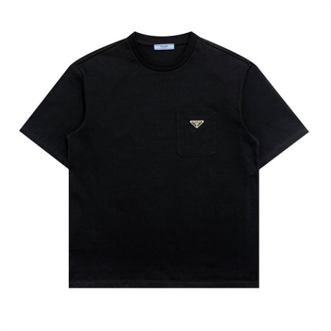프라다 트라이앵글 로고 반팔 블랙 S-XL