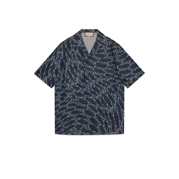구찌 프린트 데님 셔츠 반팔티 S-XL-레플리카 사이트 쇼핑몰 RSMALL