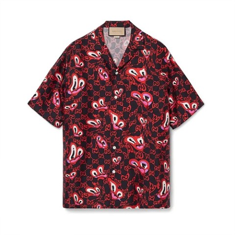 구찌 GG 하츠 실크 볼링 반팔셔츠 S-XL