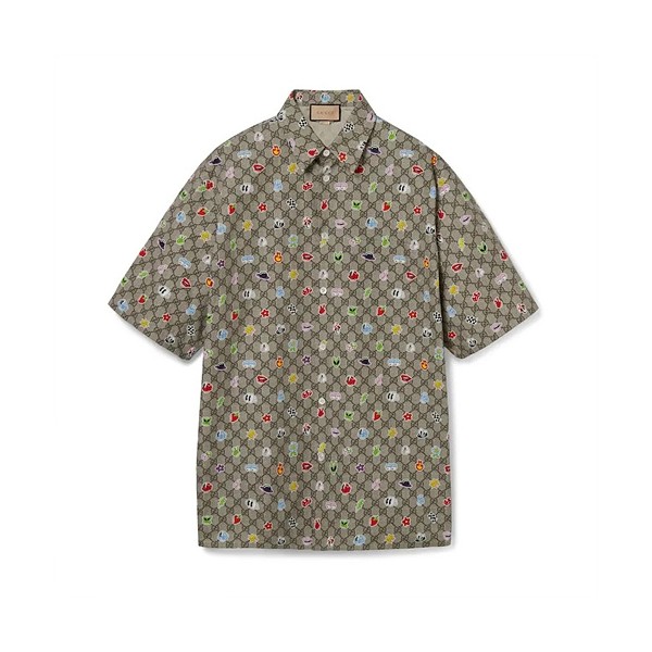 구찌  프린트 코튼 포플린 반팔 셔츠 S-XL-레플리카 사이트 쇼핑몰 RSMALL