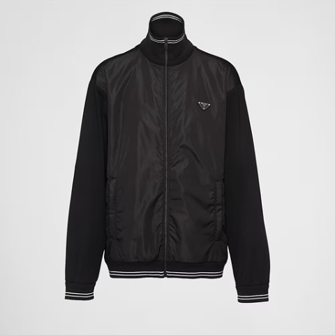 프라다 리나일론 트라이앵글 로고 패널 보머 자켓 S-XL
