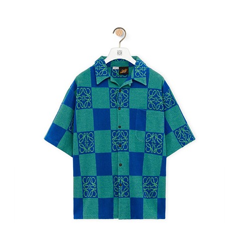 로에베 애너그램 쇼트 슬리브 코튼 체크 반팔 셔츠 S-XL
