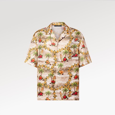 루이비통 모노그램 쇼트 슬리브드 실크 반팔셔츠 S-XL